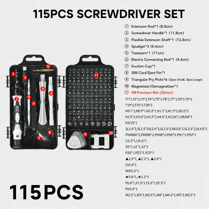 Portable 115in1 Magnetic Screw - đánh giá và giá Electronics Repair Services